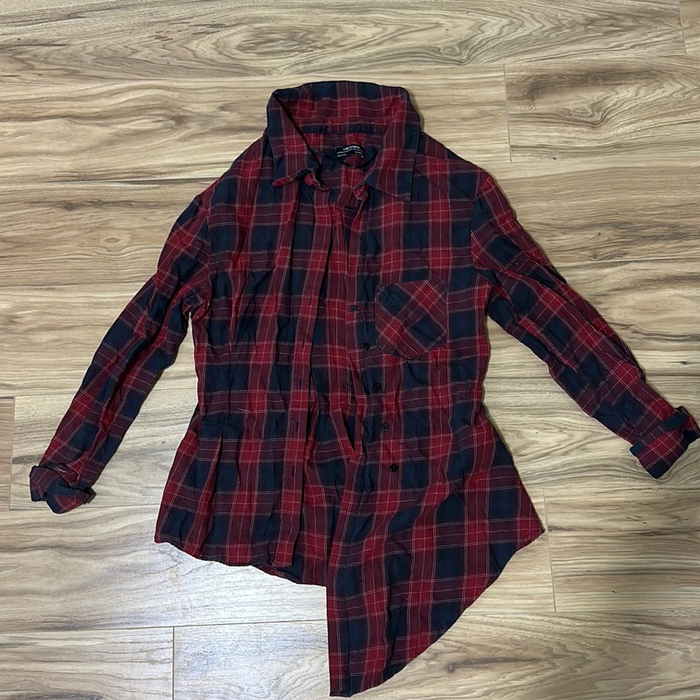 Zara flannel button down high low